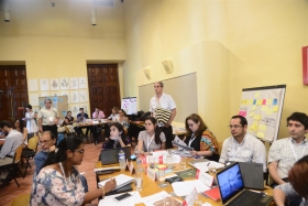 Mesas de trabajo durante el taller de Euroclima+