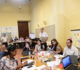 Mesas de trabajo durante el taller de Euroclima+